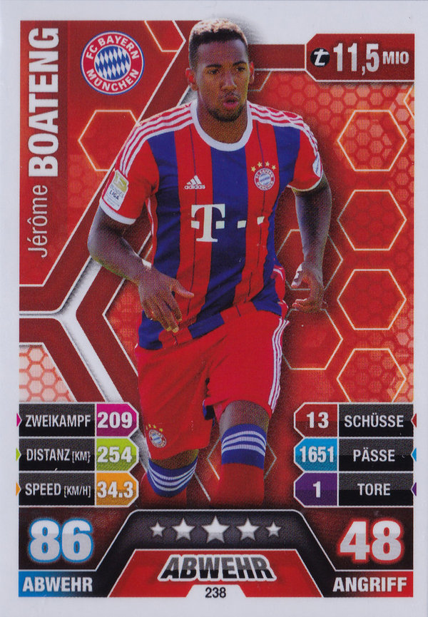 2014-15 Topps Match Attax Bundesliga Jérôme Boateng Bayern München
