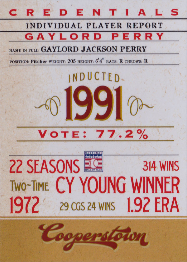 2012 Panini Cooperstown Credentials #19 Gaylord Perry