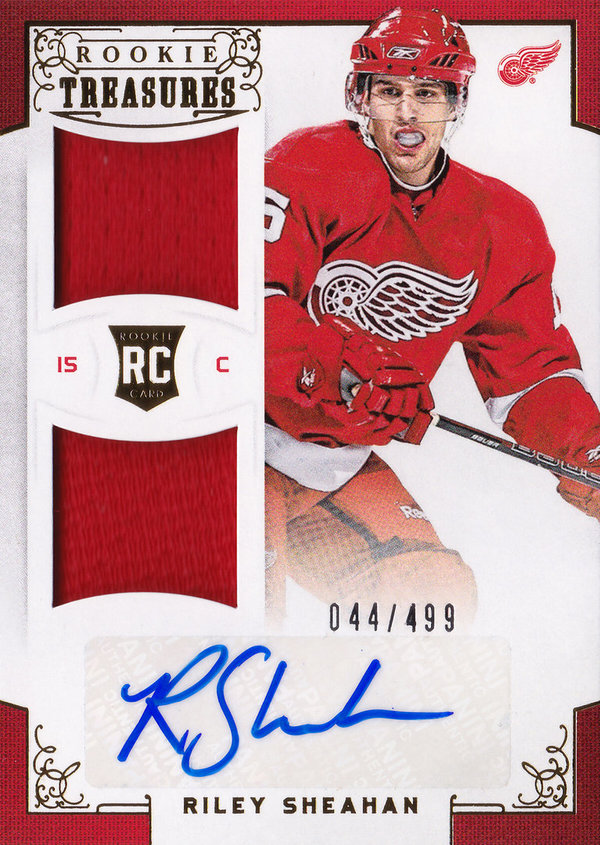 2012-13 Panini Rookie Anthology #121 Riley Sheahan JSY AUTO RC /499 Red Wings!