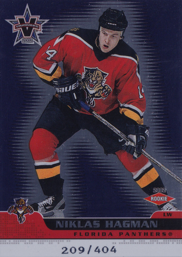 2001-02 Vanguard #113 Niklas Hagman RC /404 Panthers/KHL!