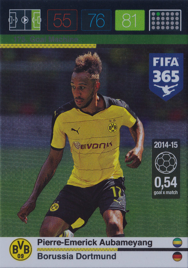 2015 FIFA 365 Adrenalyn XL #175 Goal Machine Pierre-Emerick Aubameyang Borussia Dortmund