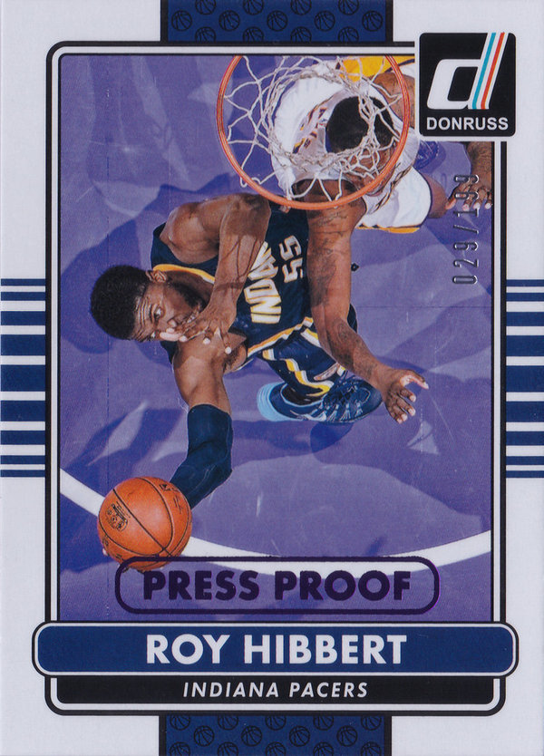 2014-15 Donruss Press Proofs Purple #12 Roy Hibbert /199 Pacers!