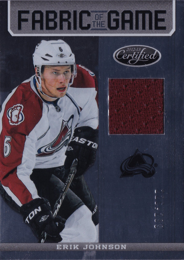 2012-13 Certified Fabric of the Game Jersey Erik Johnson /299 Avalanche!