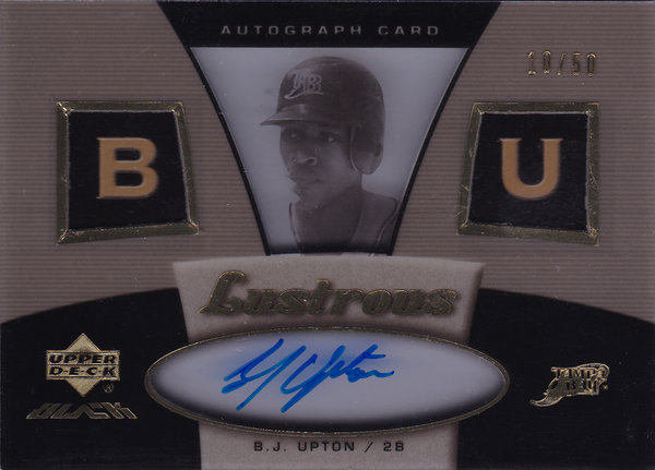 2007 UD Black Lustrous Autographs #BU B.J. Upton AUTO /50 Rays!