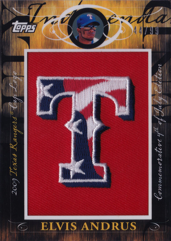 2010 Topps Manufactured Hat Logo Patch #245 Elvis Andrus /99 Rangers!