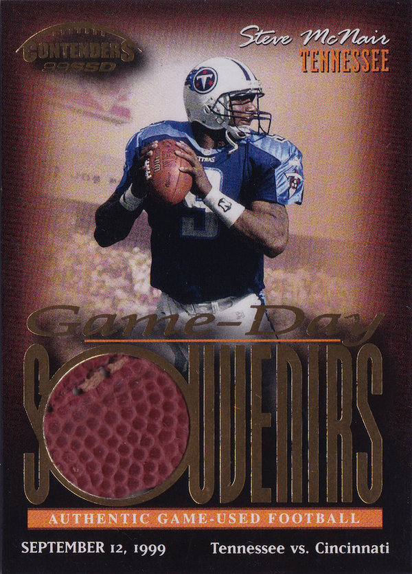 1999 Playoff Contenders SSD Game Day Souvenirs Ball Steve McNair Titans!
