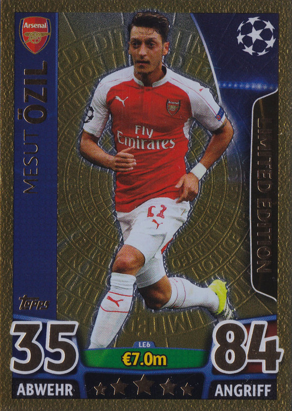 2015-16 Topps Match Attax Champions League Limited Edition Gold Mesut Özil Arsenal