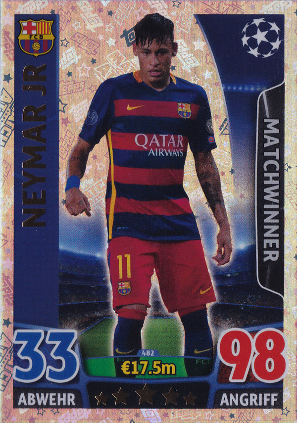 2015-16 Topps Match Attax Champions League Matchwinner Neymar Jr. FC Barcelona