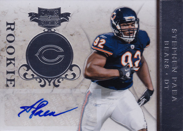 2011 Panini Plates and Patches Signatures Silver Stephen Paea RC /55 Bears!