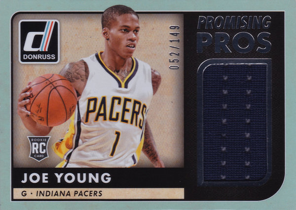 2015-16 Donruss Promising Pros Jumbo Swatches #21 Joe Young /149 Pacers!