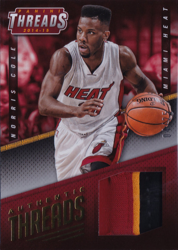 2014-15 Panini Threads Authentic Threads Prime Patch Norris Cole /25 Heat!