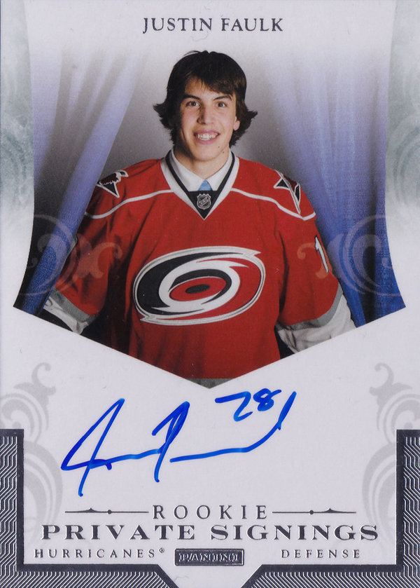 2011-12 Panini Private Signings Justin Faulk AUTO Rookie Hurricanes!