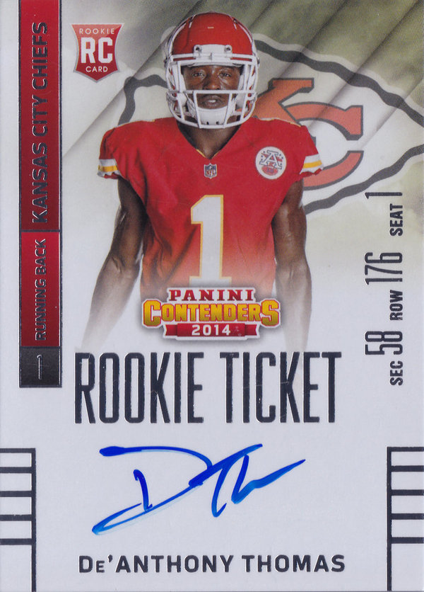 2014 Panini Contenders #213B De'Anthony Thomas AUTO RC SP (looking straight) Chiefs!