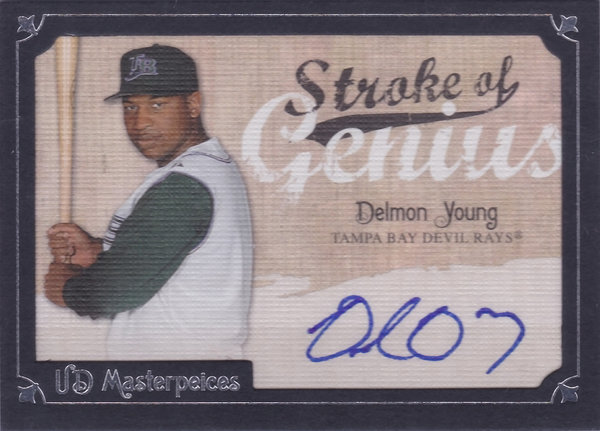2007 UD Masterpieces Stroke of Genius Signatures #DY Delmon Young AUTO Rays!