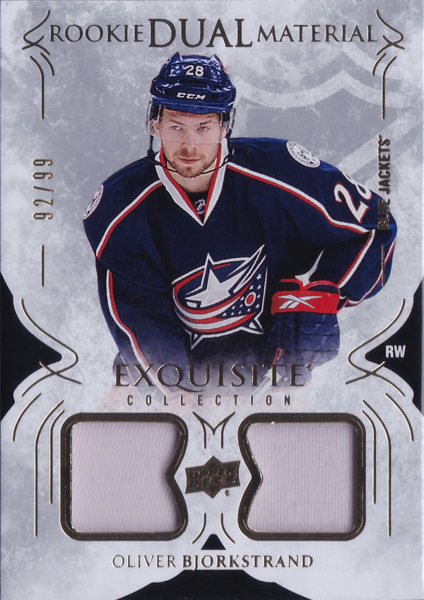 2016-17 Exquisite Collection Rookie Dual Materials Oliver Bjorkstrand /99 Blue Jackets!