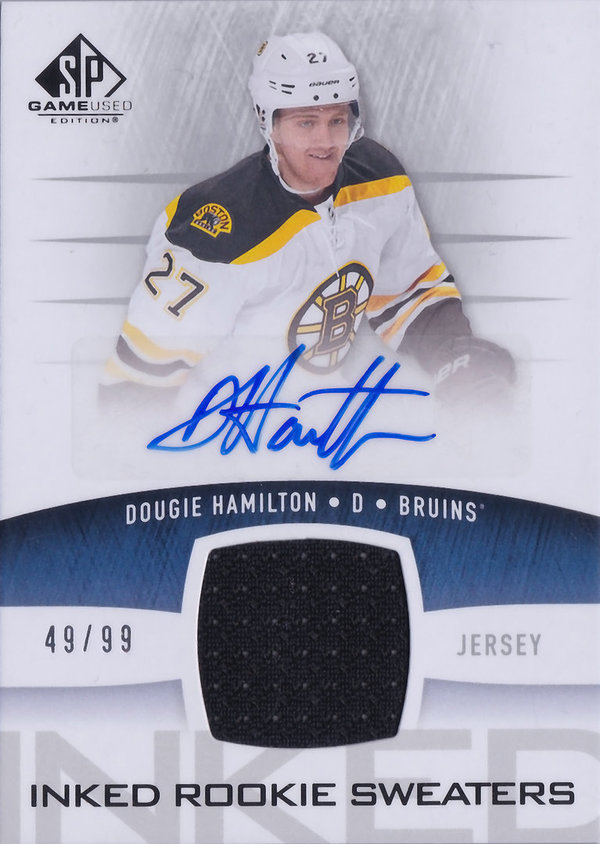 2013-14 SP Game Used Inked Rookie Sweaters Dougie Hamilton AUTO Jersey Bruins!