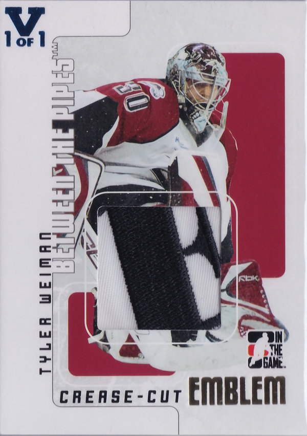 2007-08 Between The Pipes Emblems #CCE40 Tyler Weiman /10 Goalie "Vault 1of1"