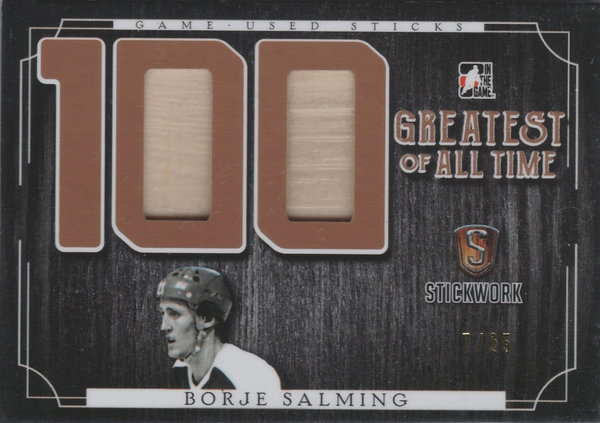 2016-17 ITG Stickwork 100 Greatest of All Time #GAT10 Borje Salming Stick /25 !!!