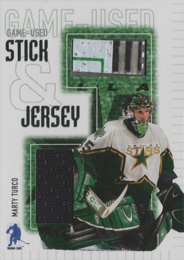 2003-04 BAP Memorabilia Jersey and Stick #SJ10 Marty Turco /90 Goalie Stars!