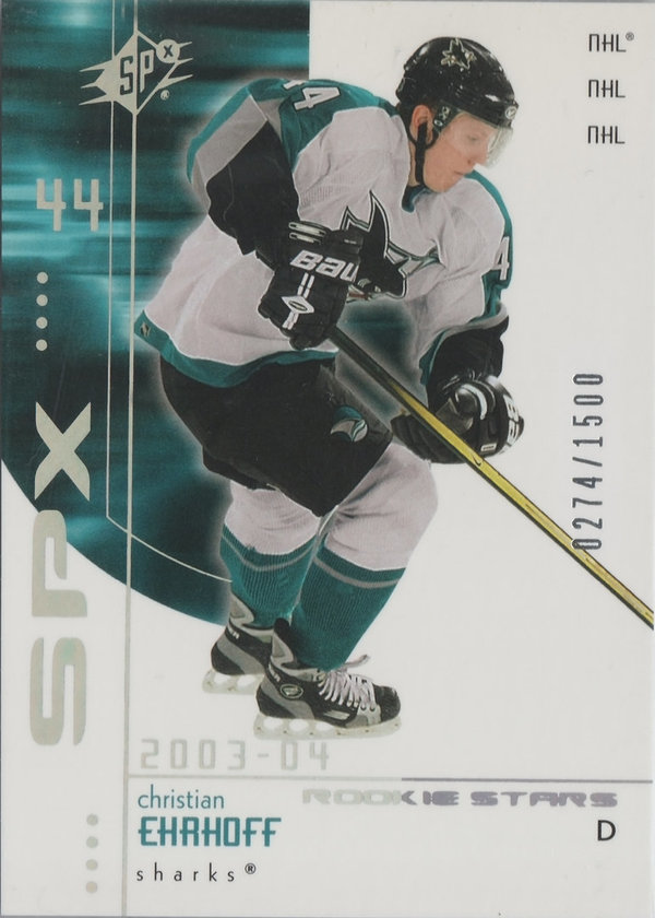 2002-03 SPx Rookie Redemption #R209 Christian Ehrhoff RC /1500 Sharks/DEB