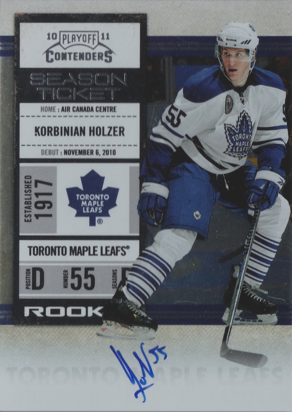 2010-11 Playoff Contenders #164 Korbinian Holzer AUTO RC Maple Leafs/DEB