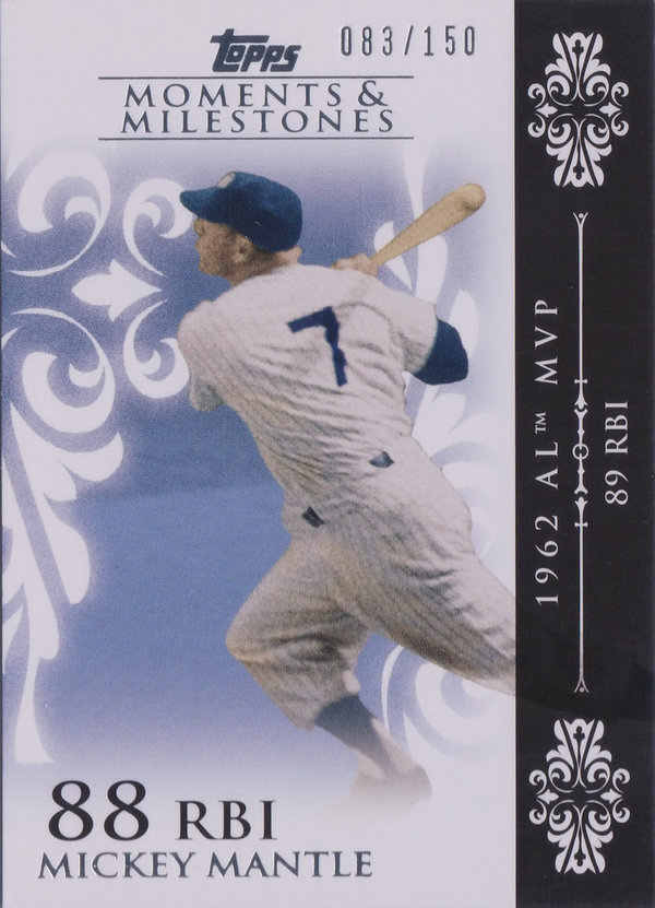 2008 Topps Moments and Milestones #6 Mickey Mantle (88 RBI) /150 Yankees!
