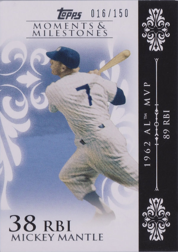 2008 Topps Moments and Milestones #6 Mickey Mantle (38 RBI) /150 Yankees!