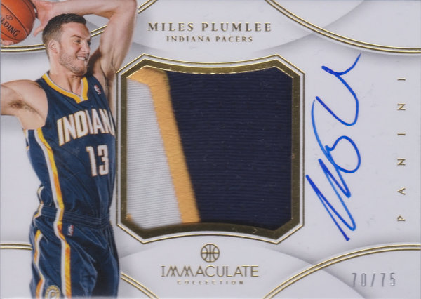 2012-13 Immaculate Collection Jumbo Patch Autographs #LP Miles Plumlee /75 Rookie Pacers!