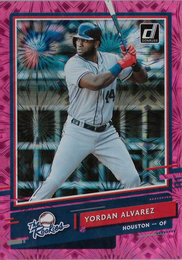 2020 Donruss The Rookies Pink Fireworks #1 Yordan Alvarez Rookie Astros!