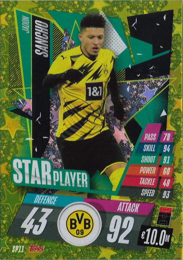 2020-21 Topps Match Attax Champions League Star Player Jadon Sancho Borussia Dortmund