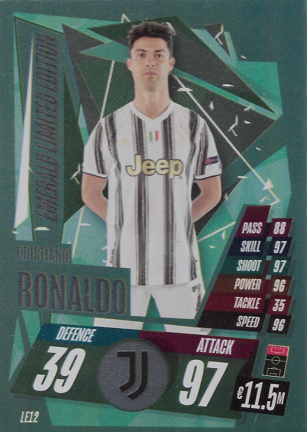 2020-21 Topps Match Attax Champions League Emerald Limited Edition Cristiano Ronaldo Juventus Turin