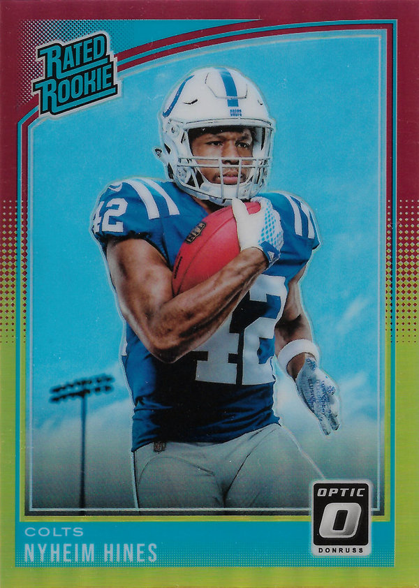 2018 Donruss Optic Red and Yellow #177 Nyheim Hines RR RC Colts!