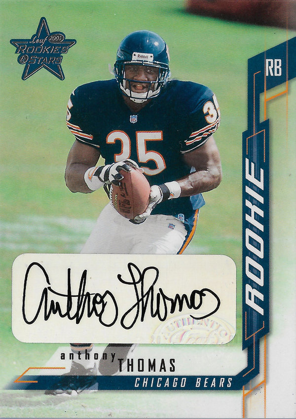 2001 Leaf Rookies and Stars Rookie Autographs #214 Anthony Thomas AUTO RC /230 Bears!