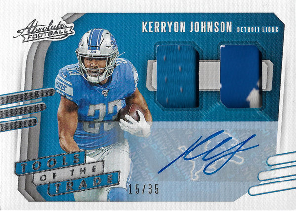 2020 Absolute Tools of the Trade Dual Material Autographs #30 Kerryon Johnson AUTO /35 Lions!