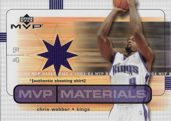 2003-04 Upper Deck MVP Materials Shirts #CWSS Chris Webber Kings!
