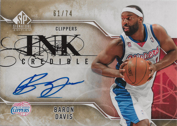 2009-10 SP Signature Edition INKcredible #IBD Baron Davis AUTO /75 Clippers!