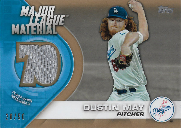 2021 Topps Major League Material Relics Gold #MLMDM Dustin May /50 Dodgers!