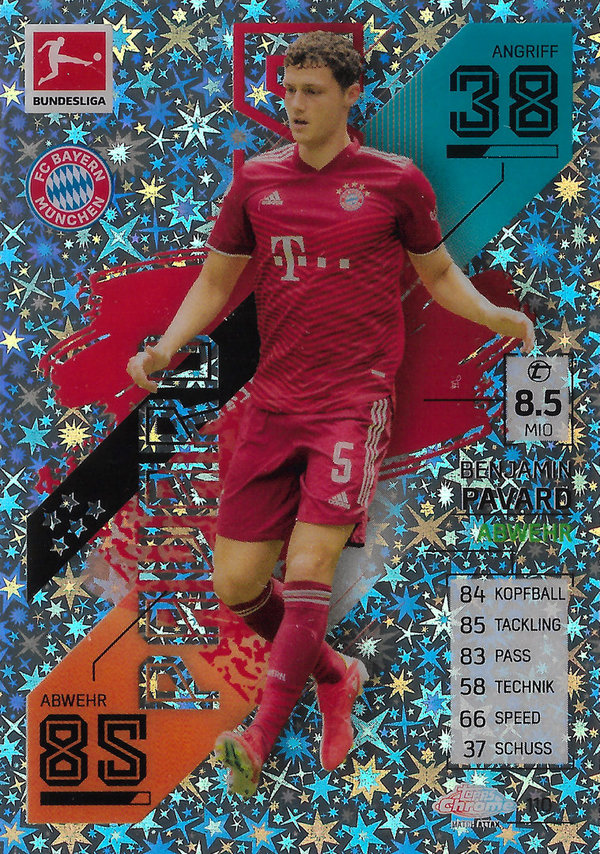 2021-22 Topps Chrome Match Attax Bundesliga Speckle X-fractors #110 Benjamin Pavard Bayern München