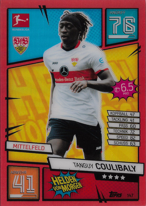 2021-22 Topps Chrome Match Attax Bundesliga Red Refractor Tanguy Coulibaly /5 ! Rookie VfB Stuttgart