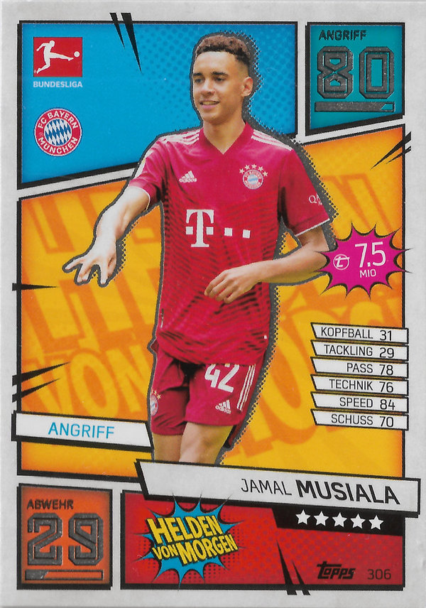 2020-21 Topps Match Attax Bundesliga #306 Jamal Musiala Rookie Bayern München