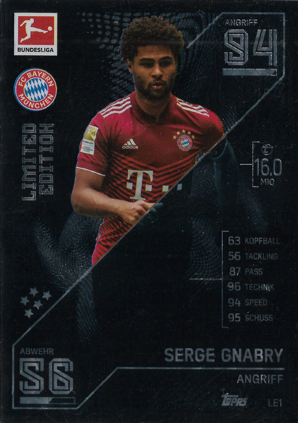 2020-21 Topps Match Attax Bundesliga Limited Edition #LE1 Serge Gnabry Bayern München