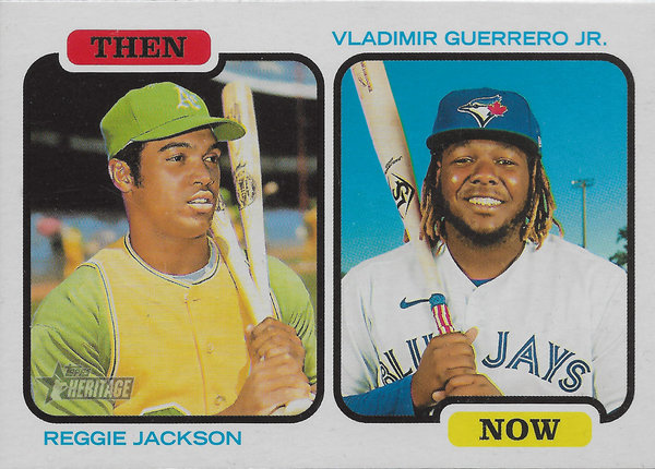 2022 Topps Heritage Then and Now Reggie Jackson/Vladimir Guerrero Jr. Athletics/Blue Jays!