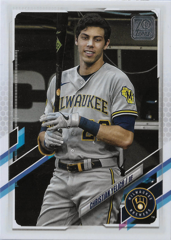 2021 Topps Base Set Photo Variations #100A Christian Yelich/no helmet SP Brewers!