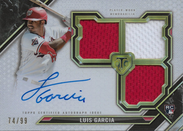 2021 Topps Triple Threads #RFPARLG Luis Garcia Jersey AUTO RC /99 Nationals!